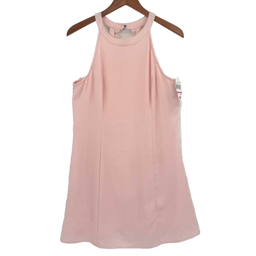 Speechless Pink Fit Flare Dress XL Sleeveless Lace Back NWT Stretch Party